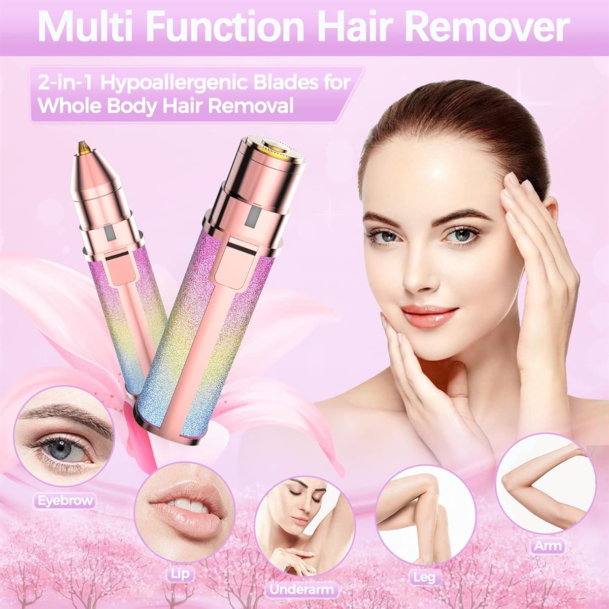 2-in-1 Electric Eyebrow & Facial Hair Trimmer – Portable Painless Eyebrow Shaper for Women